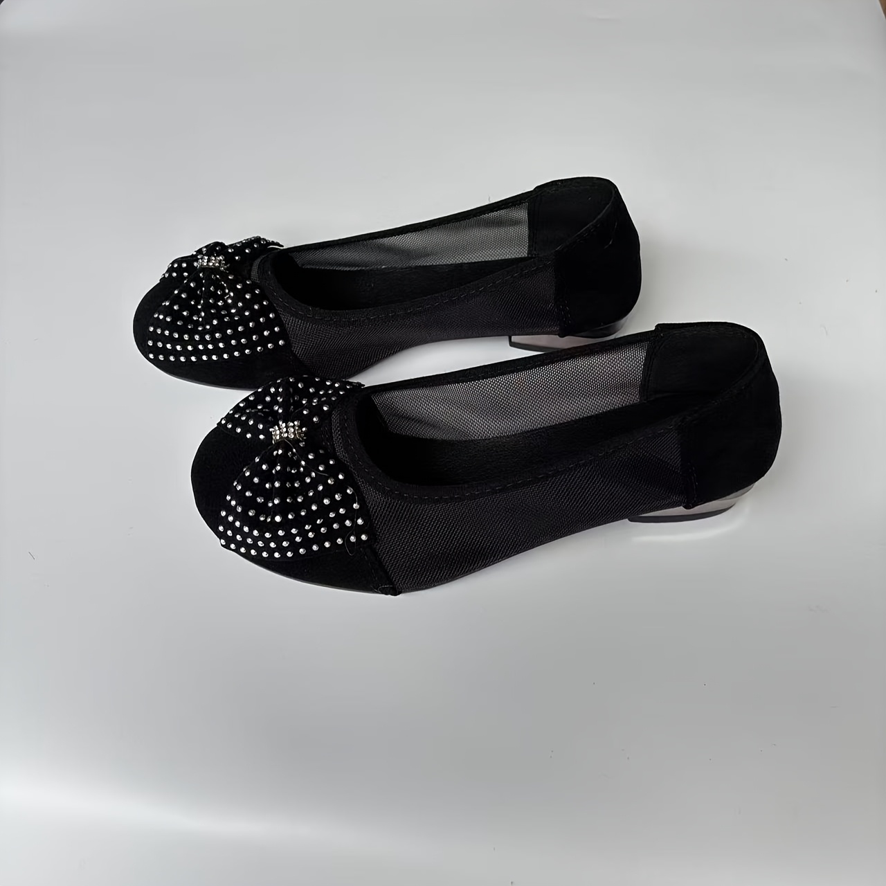 Mesh Women's Flat Shoes, /summer Style, Round Toe, Low Heel, Bow, Soft Sole, Mesh Cutout Slip-on Sandals, Women Shoes