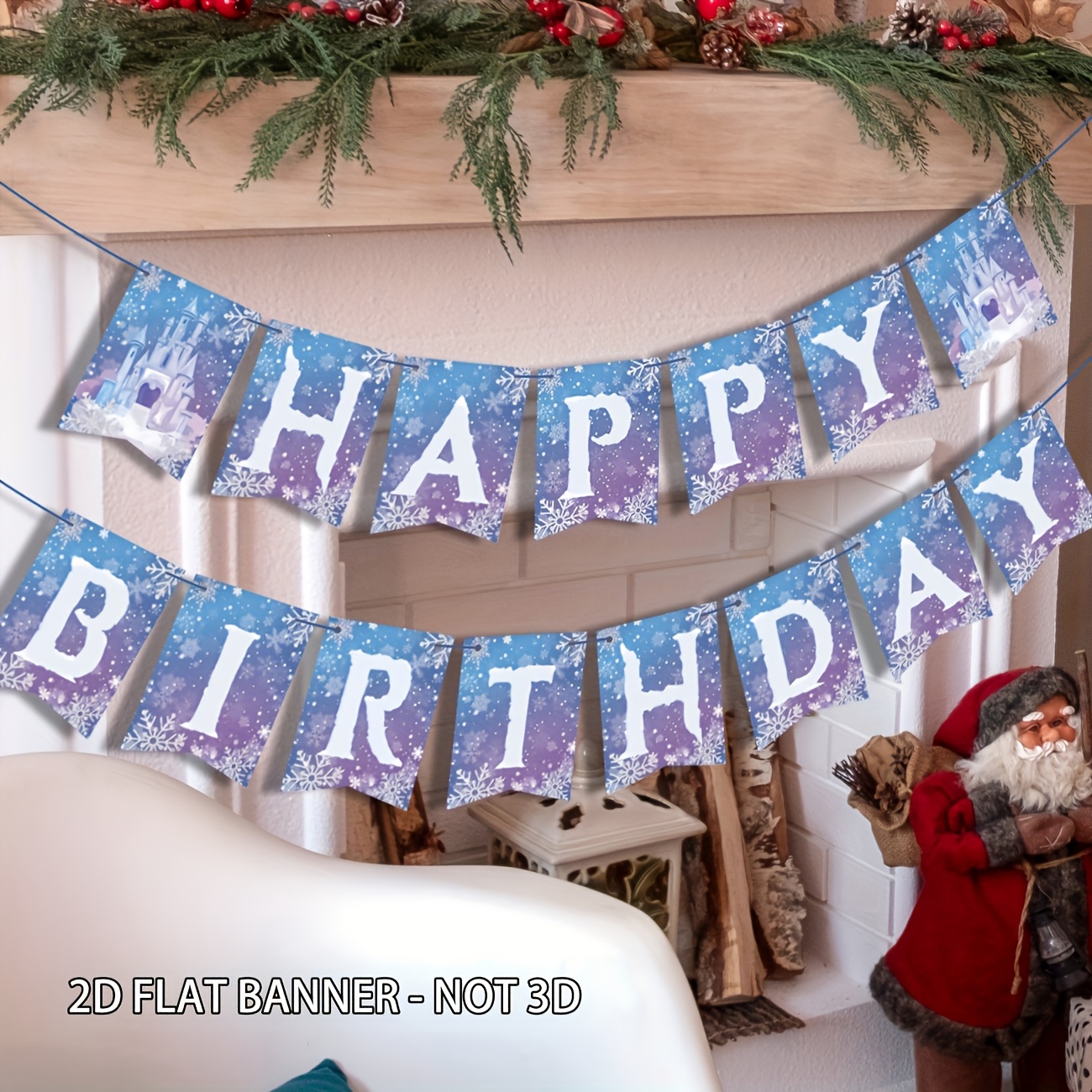 Image of 2d Flat, 2d Flat - 2d Flat, 2d Flat - 2d Flat Banner Birthday Party Banner Party Decorations Winter Snowflake Happy Birthday Banners For Winter Christmas Party Supplies Favors