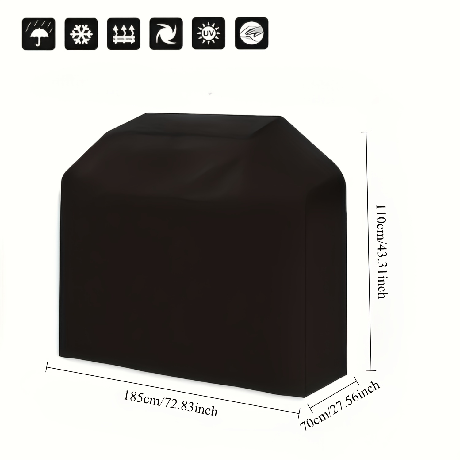 TEMU 1pc Heavy-duty Xl Grill Cover Compatible For For Grills - Large Outdoor Bbq Grill, Heat-resistant Weatherproof Black Polyester With Drawstring