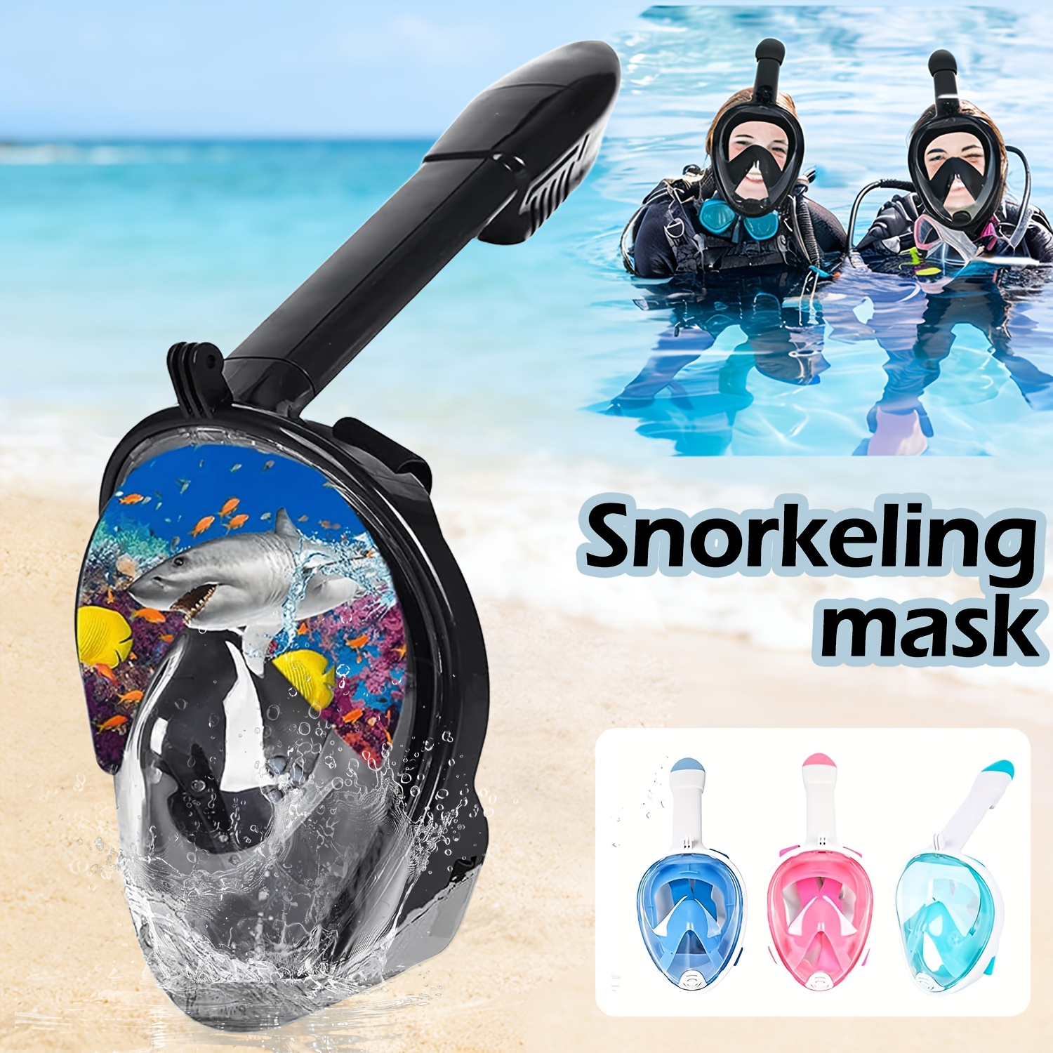 Full Face Snorkeling Mask with Panoramic View, Safe Breathing, Anti-Fog, Anti-Leakage And Camera Retention-Perfect for Adults And Swimmers Alike