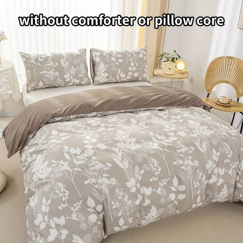 3pcs duvet cover set with 2 pillowcases floral pattern zipper closure 100 polyester machine washable printing sanded fabric no insert lightweight 80 85g fabric weight