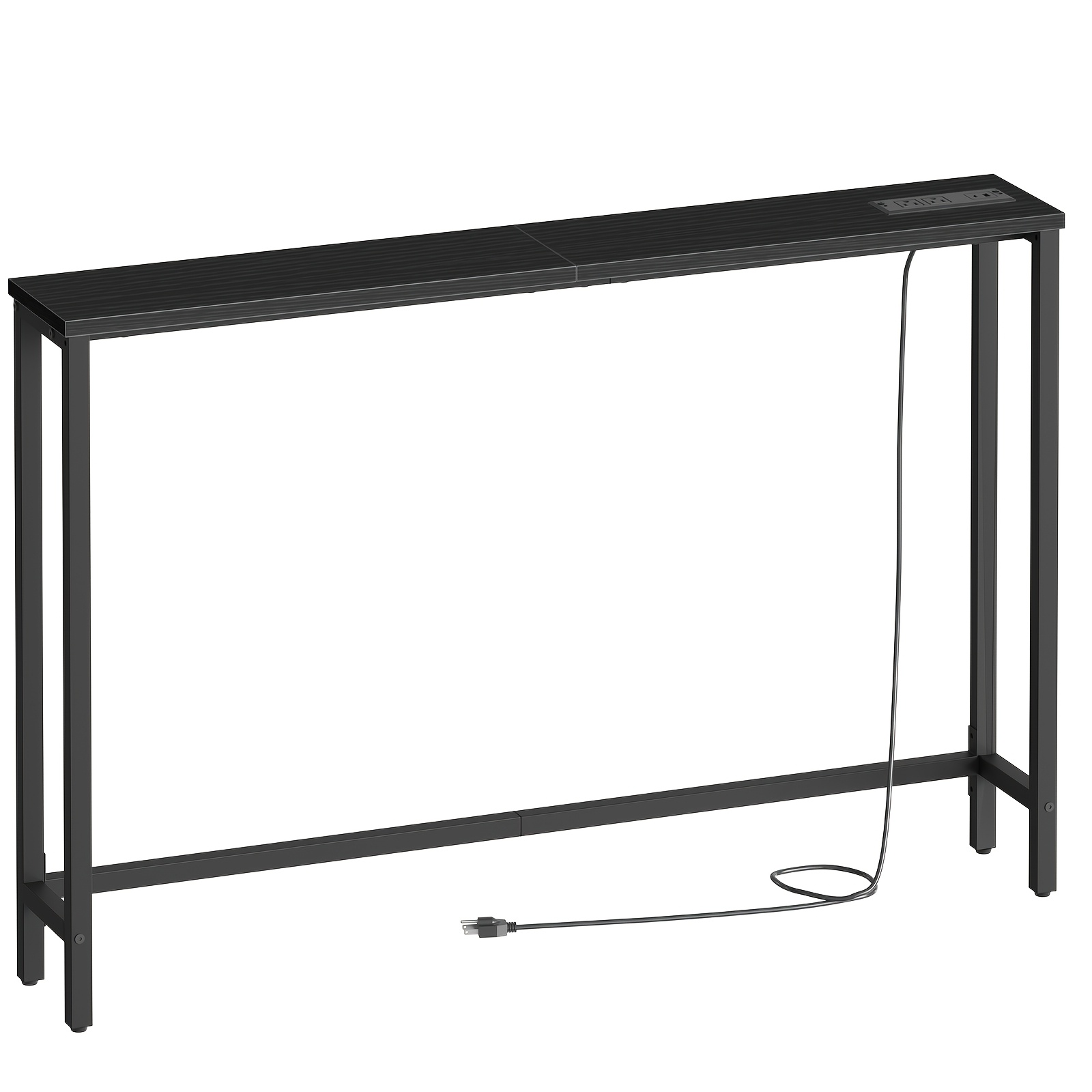 7 2 skinny console table with power outlets 5 9 behind couch table with charging station narrow sofa table long and thin table for entryway living room   black