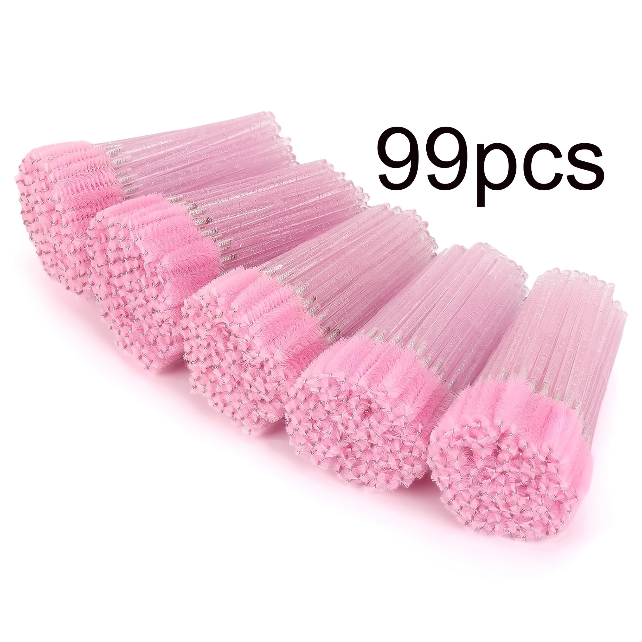 TEMU 99pcs Eyelash Curler Sticks, Crystal Eyebrow Axis Brushes For Lengthening Eyelashes, Pink Eyelashes And Makeup Brushes