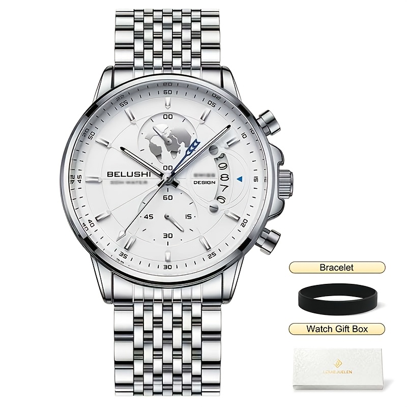 Image of 3pcs Men's Quartz Watches With Classic Round , Stainless Steel Straps, Luminous, Calendar, Fashionable And Versatile Watches For Men And Women, Holiday Gifts, Valentine's Day Gifts, Birthday Gifts