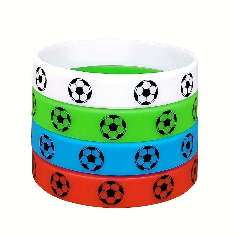 vibrant soccer ball silicone wristbands elastic colorful Temu Oman