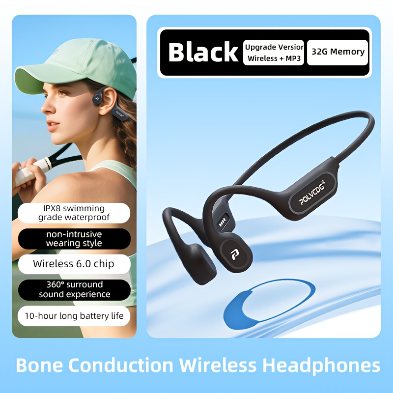 Image of 32g Memory + Ipx8 Polvcdg 2025 Upgraded X9 Wireless Bone Conduction Headphones With Of , Stable Signal, Quality, High-quality Wireless Open Sports Headphones, Suitable For Swimming, Running, Cycling
