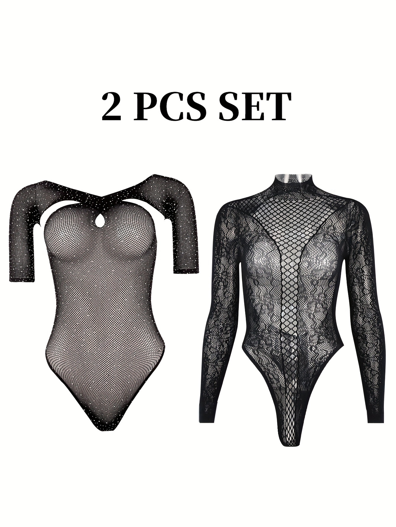 PCS Set Black Hollow Flowers Transparent Body Suit Rave Bikini Women  Leotard Y2K High Waist Kpop Undergarment Solid Underwear Not Included
