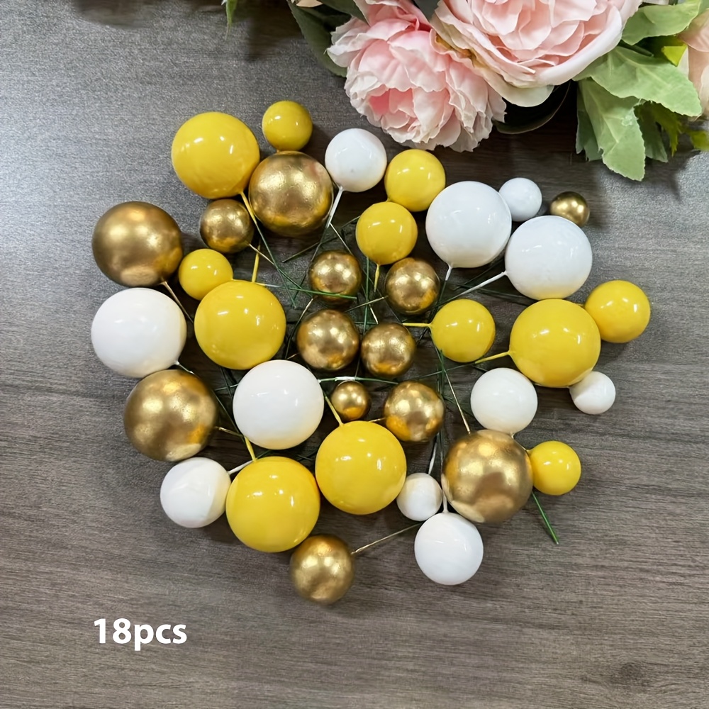 TEMU 18pcs Cake Ball Set, Cake Decoration Balls, Cupcake Decoration, Cake Insert Decoration, Foam Cake Balls, Baking Decoration, Wedding Anniversary,