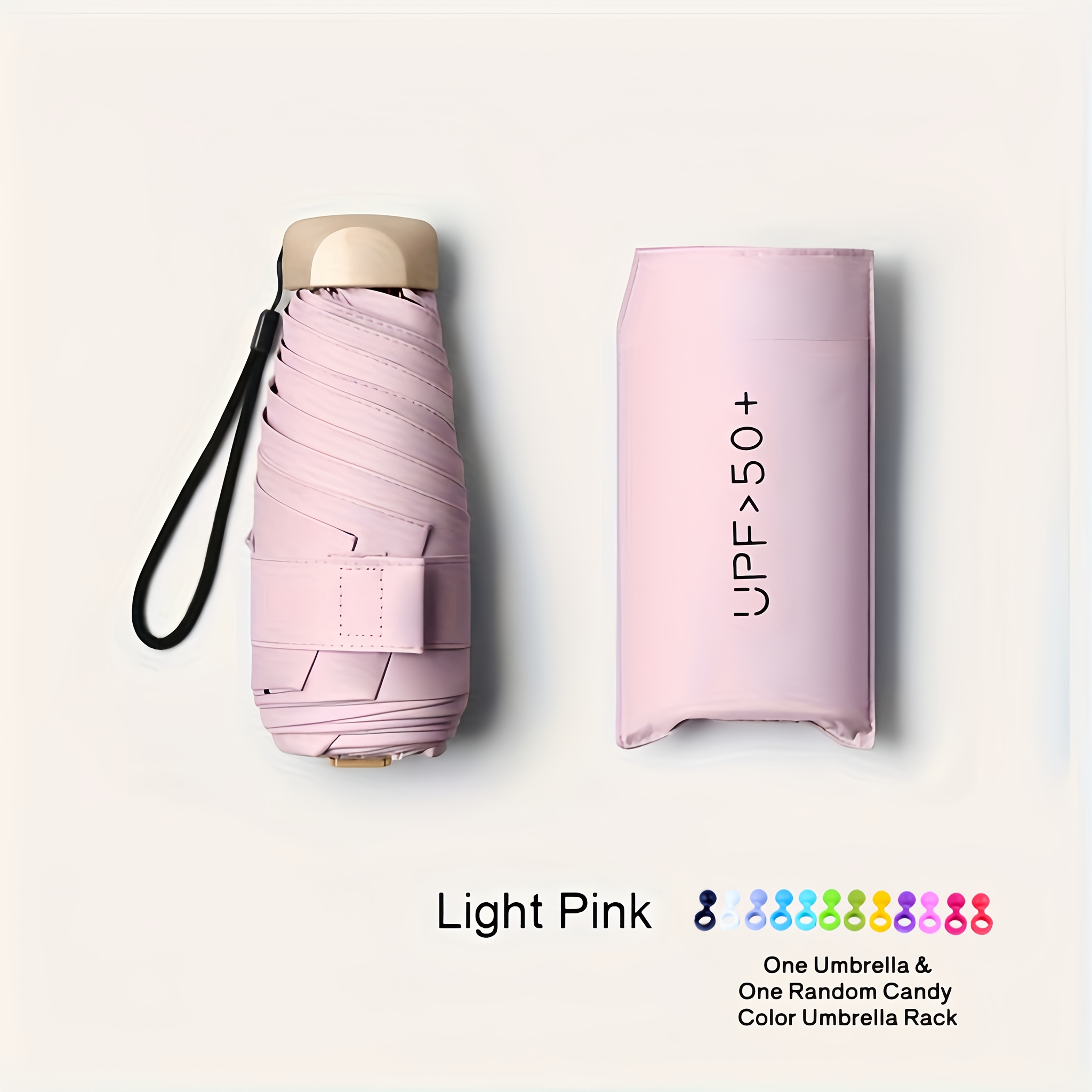 Image of Folding Travel Umbrella With 6 Ribs, Portable Sunshade Golf Umbrella, Including 1 Umbrella Rack, Ideal For Travel And