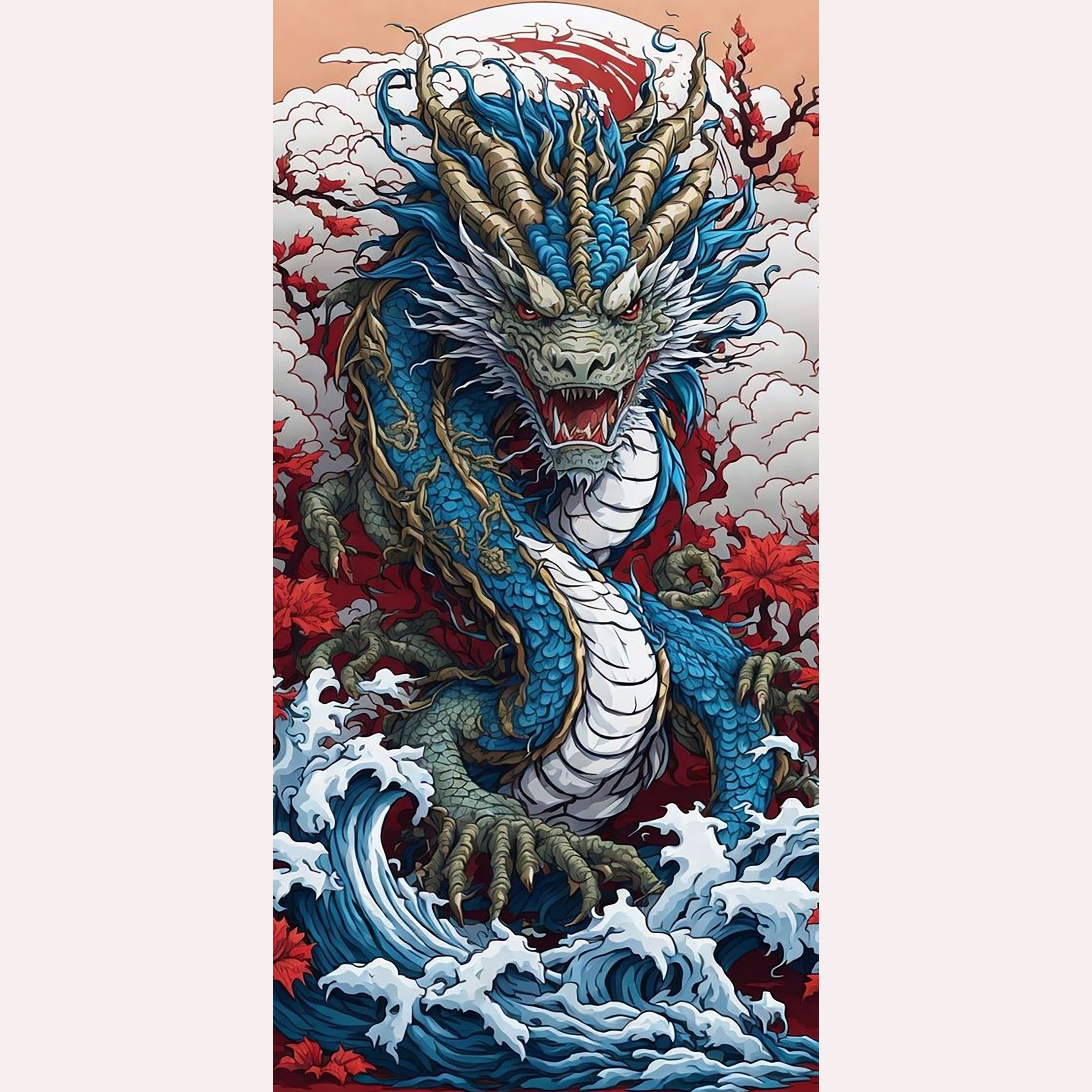 

Anime Dragon 5d Diy Diamond Painting Kit, Full Round Drill Acrylic Diamond Embroidery Set, Wall Decor Arts And Crafts For Adults, Mosaic Cross Stitch Home Decoration Gift - 19.6x39.3 Inch
