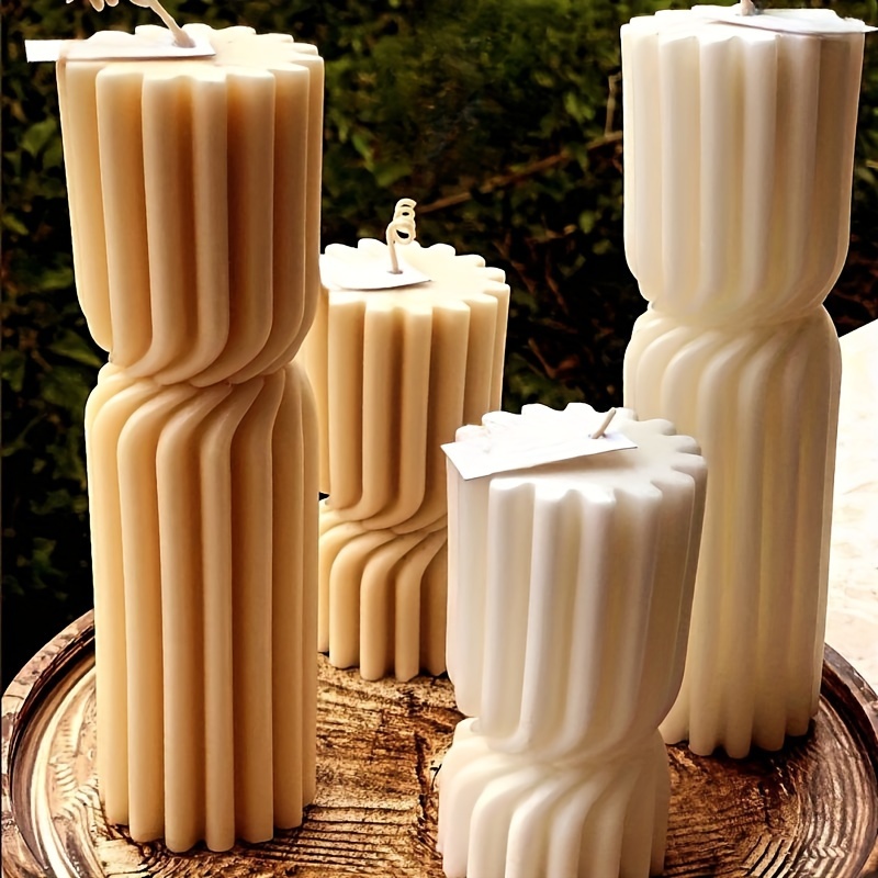

Silike Lufei Premium Silicone Mold For Candles & Resin Crafts - Vertical Stripe Gear Design, Cylinder Shape