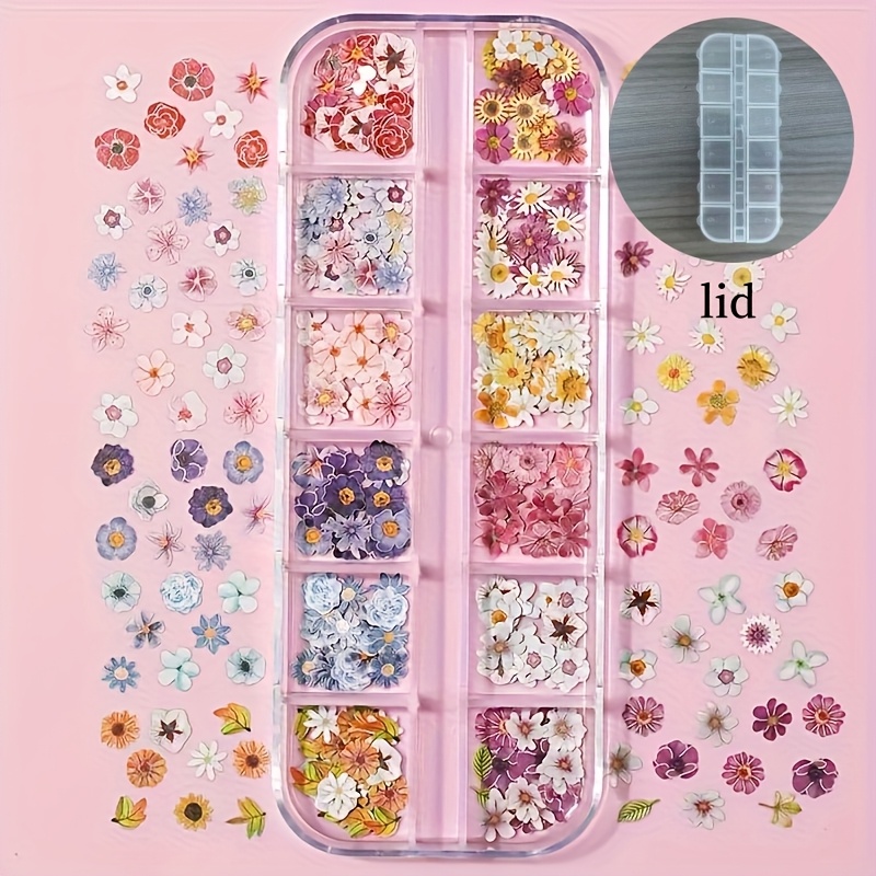 E-shop 240-teiliges Set mit lebendigen Blumen-Epoxidharzfüllungen aus Holzzellstoff - geeignet für DIY-Schmuck, Bastelarbeiten und Nageldesign,