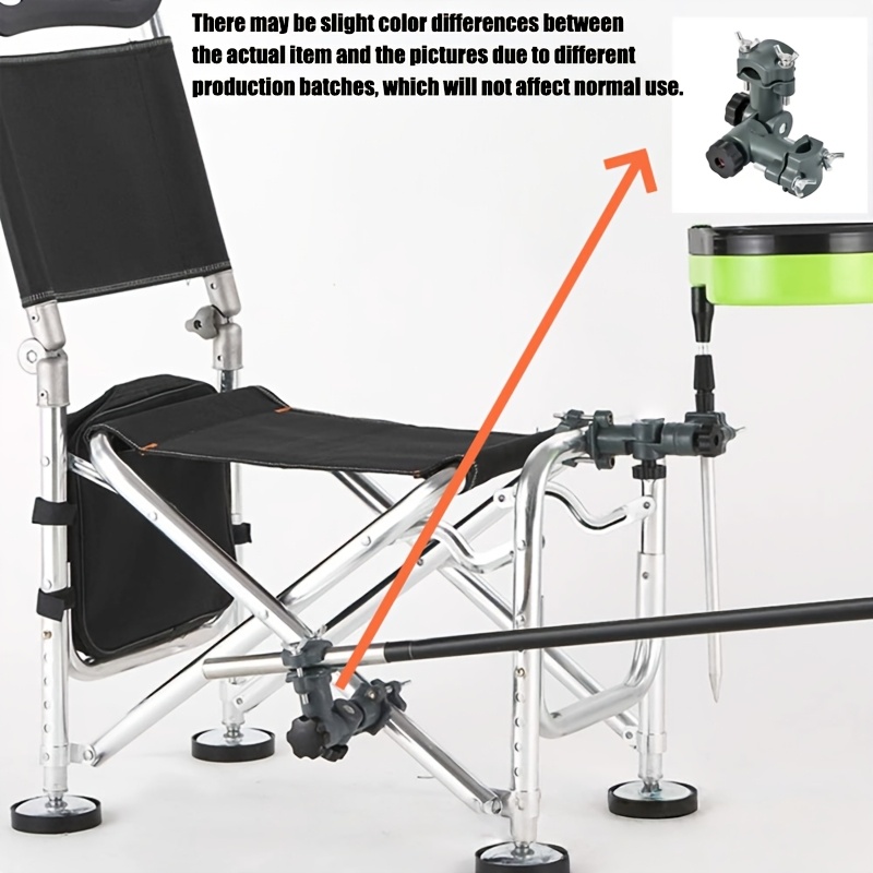 TEMU 360-degree Rotating Fishing Chair Umbrella Stand, Black. 360-degree Rotating Adjustable Fishing Rod Holder. Multifunctional Chair-mounted Bait