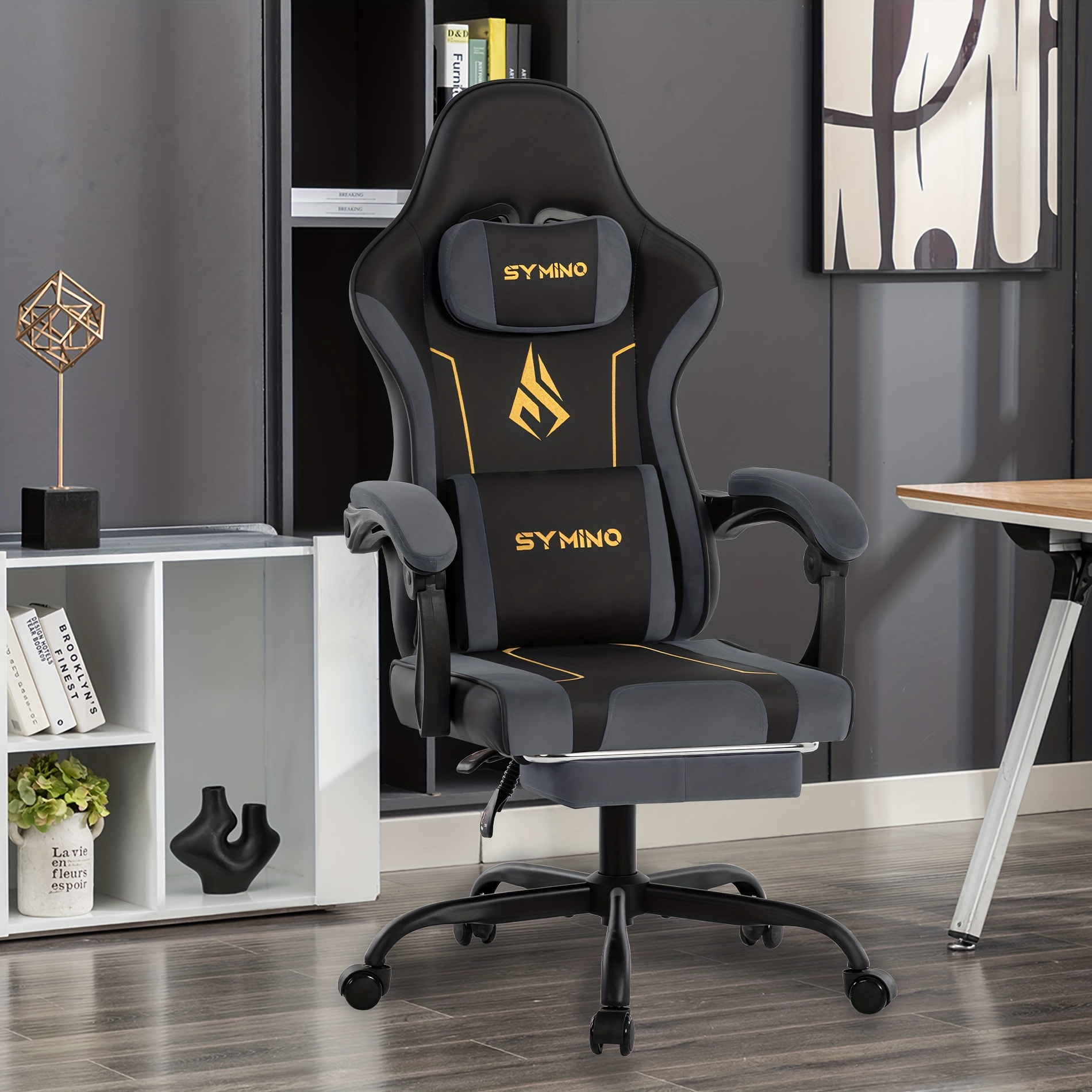 Symino Ergonomic Gaming Chair - Pu Leather, Adjustable, Comfortable, Latex Cushion, Suitable For Extended Gaming And Office Use, Height Adjustable