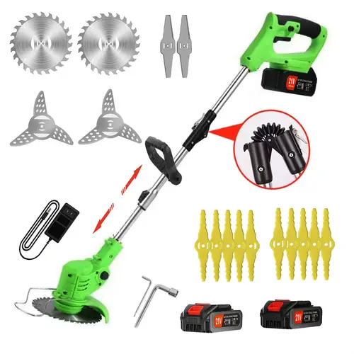 electric weeder battery powered weeder lawn trimmer 21v electric weeder cordless lightweight battery weeder with 2 batteries for lawn garden yard mowing