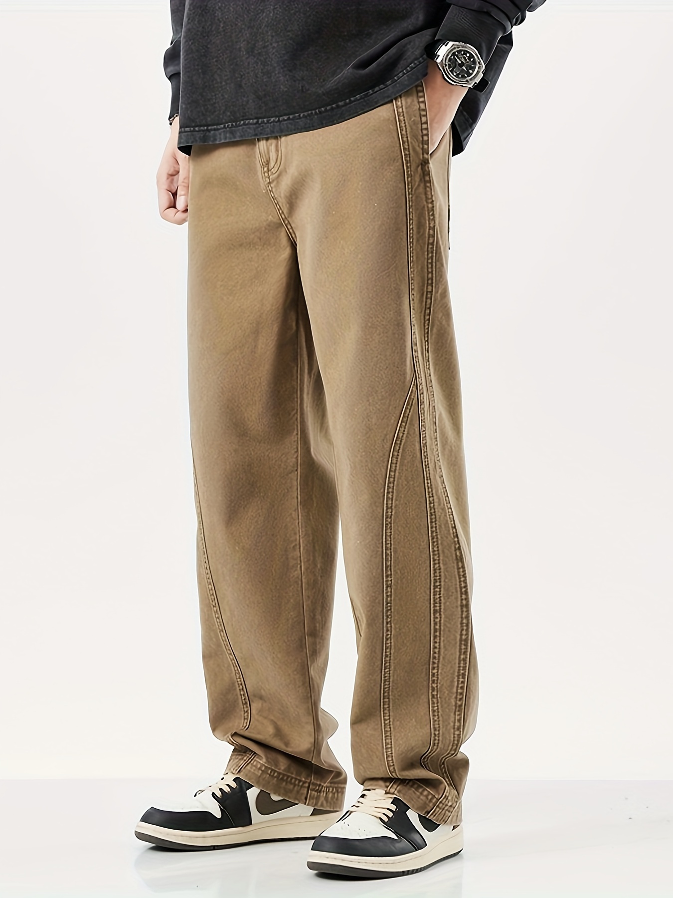 Herren entspannte lockere Passform Baumwollhose mit gewebtem nicht dehnbarem buntem Material und regulärem Design - Kollektion 0