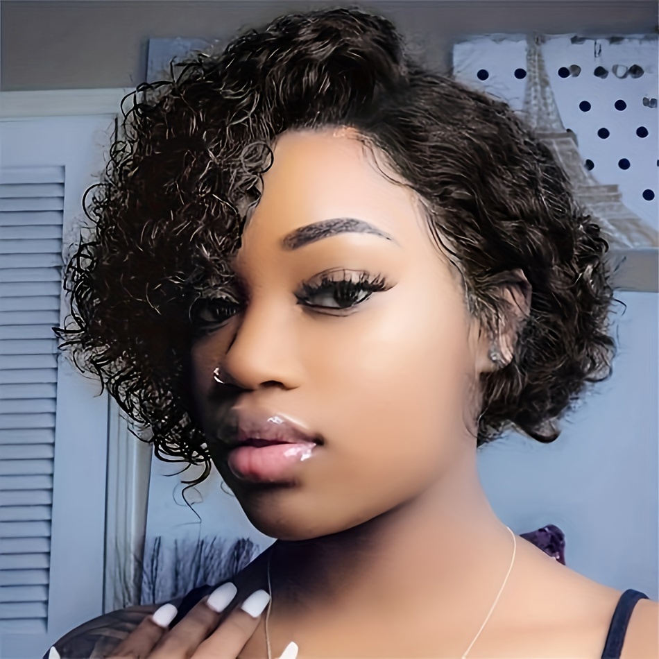 TEMU Cut Curly Wig Water Wave Lace Closure Wig Human Hair Wigs Preplucked Side Part Lace Wig Human Hair Wig
