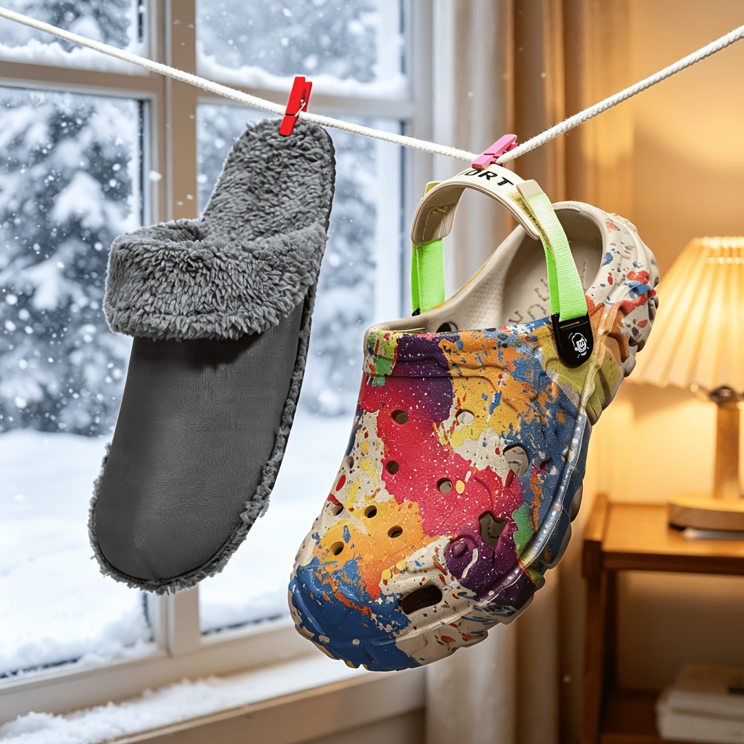 TEMU Zapatillas de hombre con punta y forro polar para invierno, zapatillas cálidas de interior para invierno, todo , zapatillas reversibles, forro