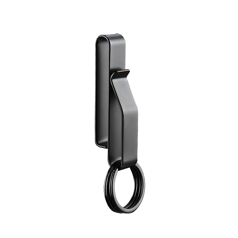 TEMU Men' Steel Black Keychain, Belt Key Holder, Ring-shaped Key Ring Stand, Anti-loss Hook, Suitable For Belts, Keys, Etc. Gift For Father's Day,