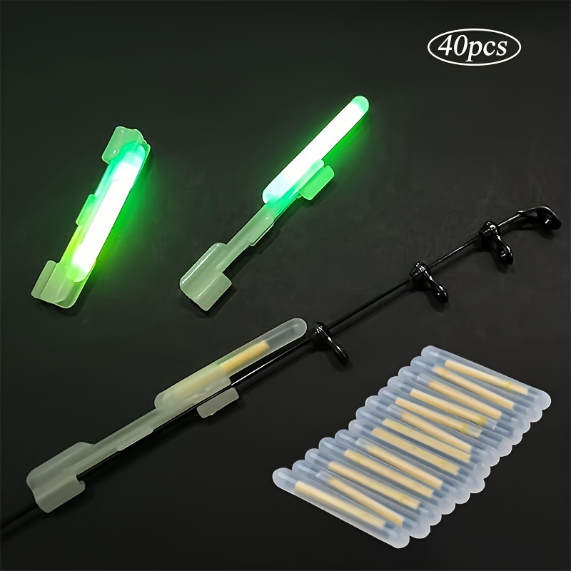 

40pcs/set Glow Sticks And Clip-on Holders, Luminous Float Sticks, Night Fishing Accessories