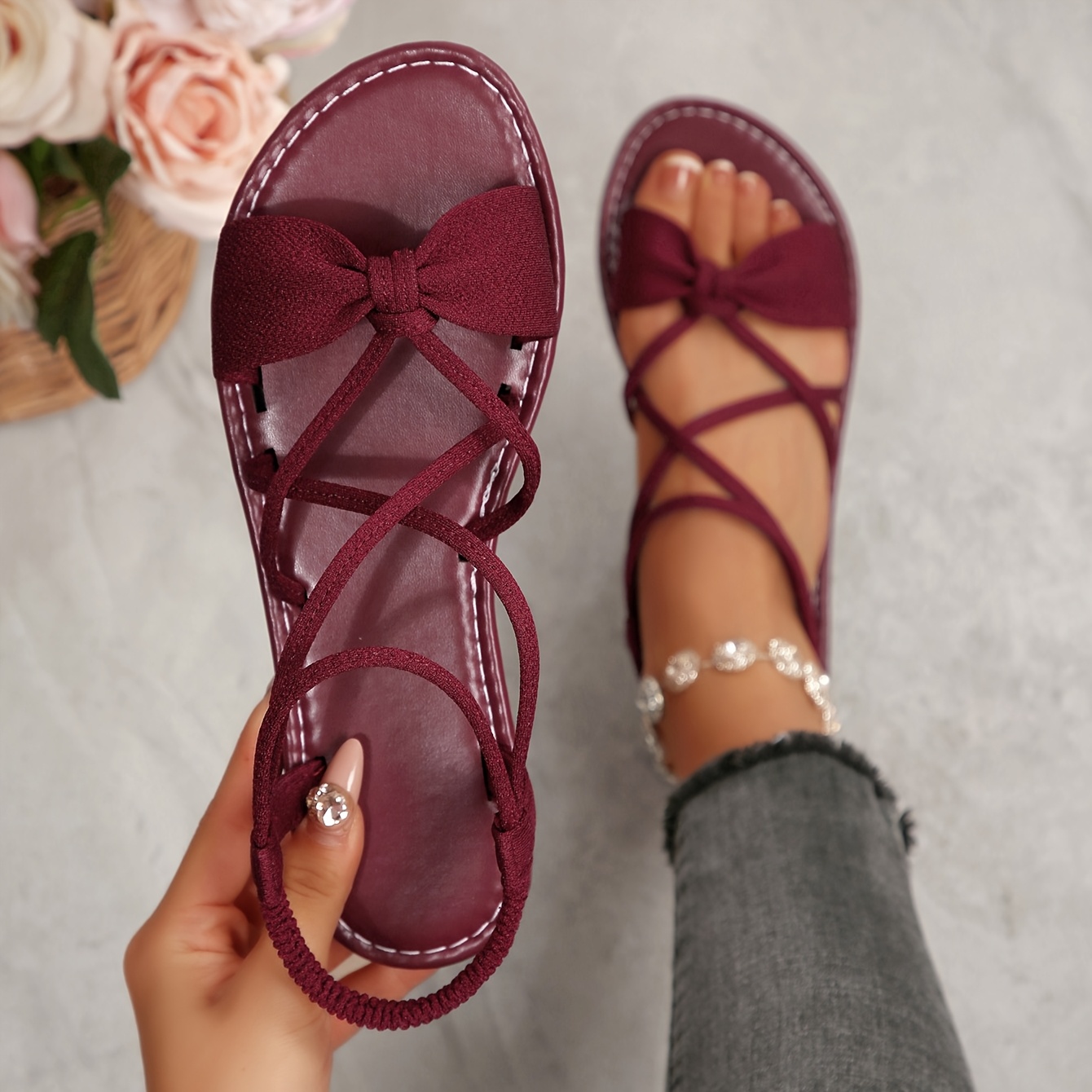 Nouvelles sandales à nœud et lacets ultra-tendance pour femmes, chaussures pour femmes