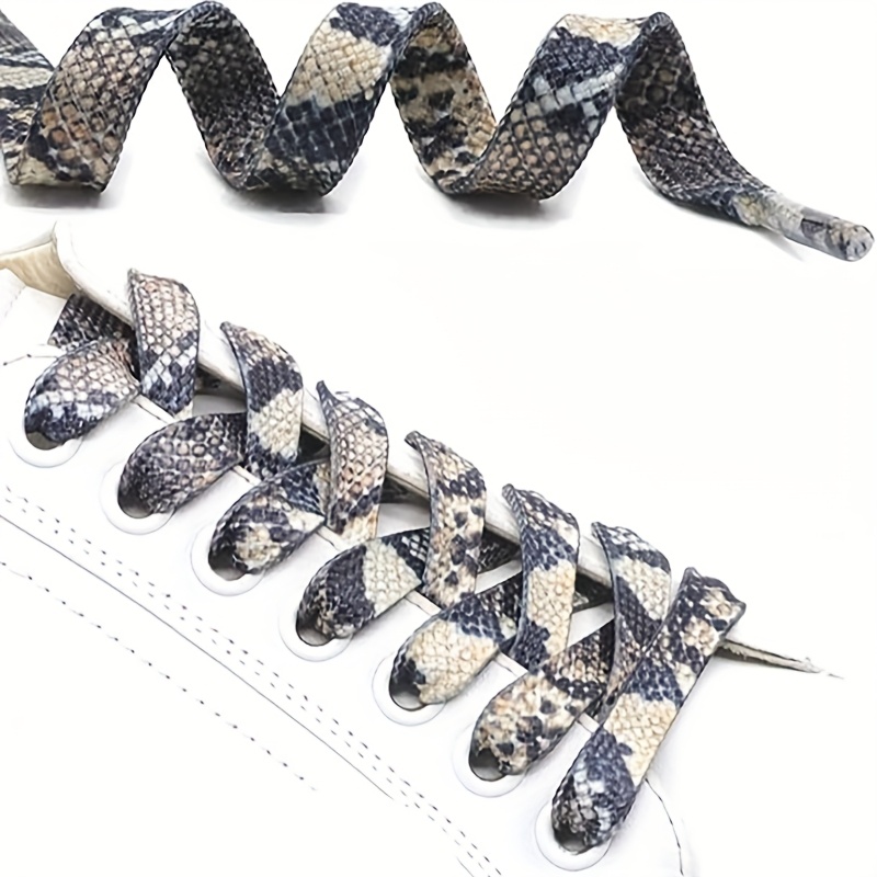 Shoelace With Animal Print And Snake Pattern, Casual And Fashionable Shoe Accessory
