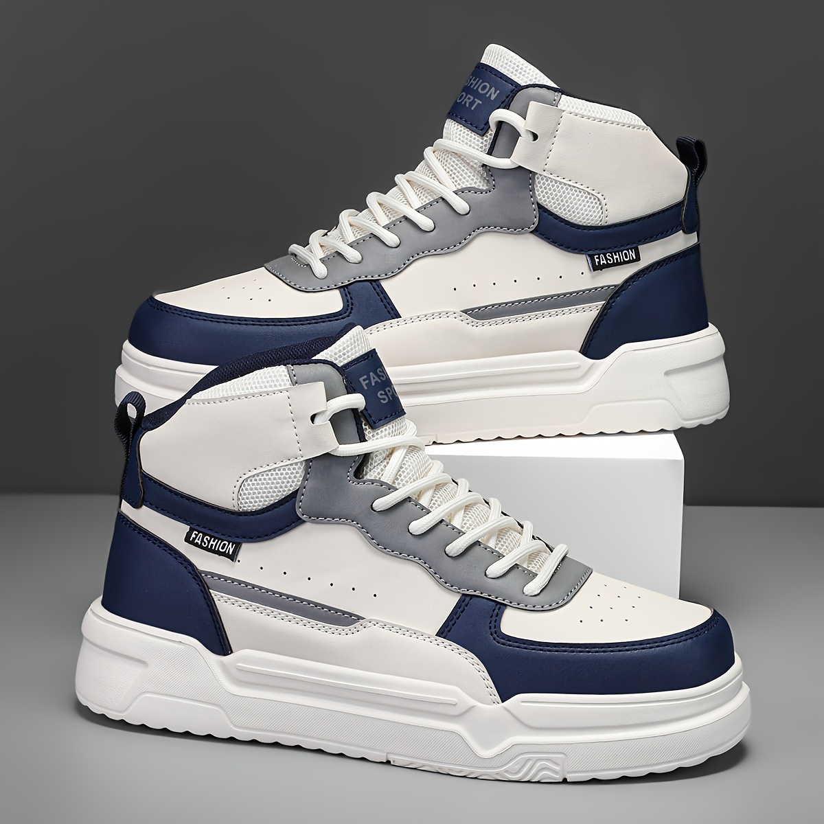 Zapatillas de Skate de Caña Alta para Hombre - Patchwork Colorido, Cómodas y Versátiles para Actividades al Aire Libre y Senderismo | Con Cordones, Suela Gruesa, Calzado Casual