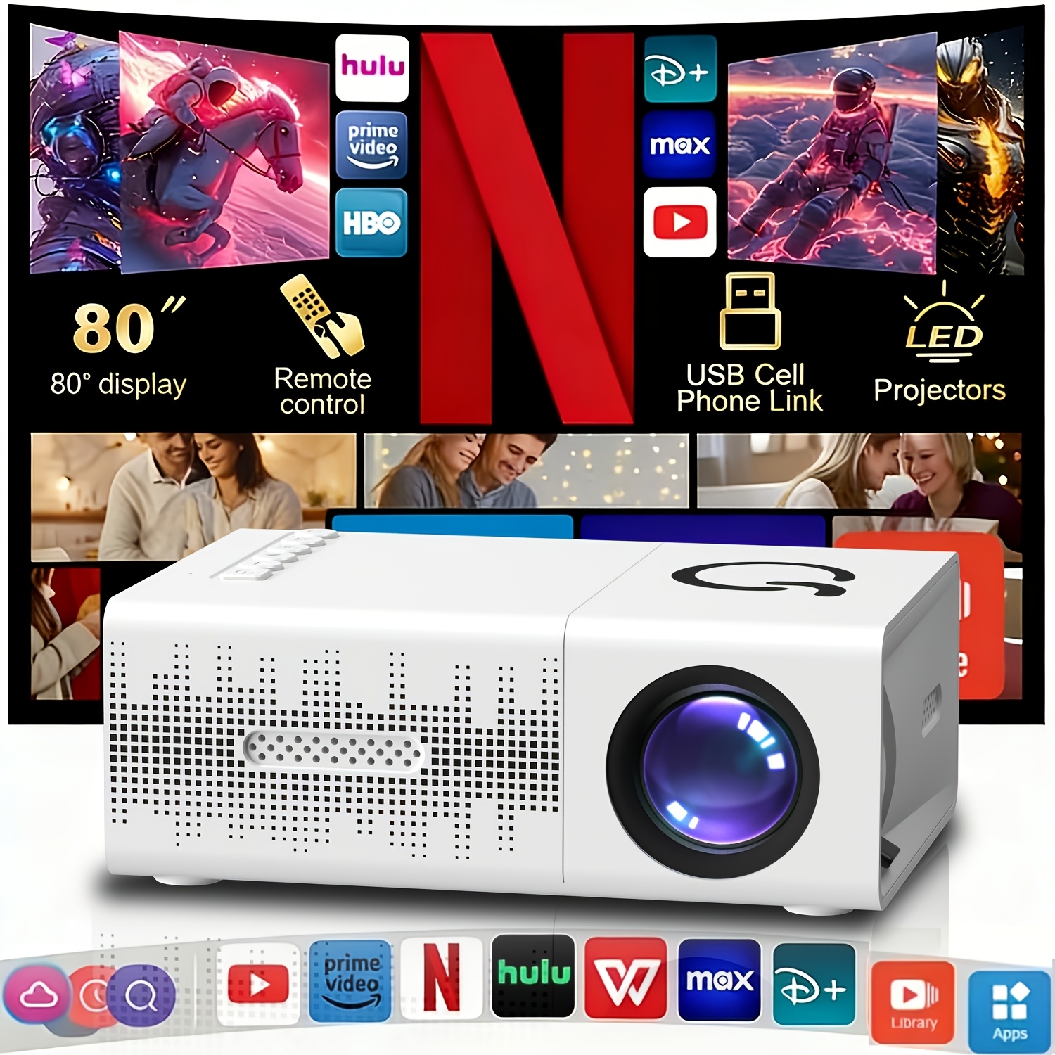 Temu – TEMU Portable Mini Projector, High-definition Projector, Home Projector, Easy To Carry, Compatible With Types Of Devices, Suitable For Home