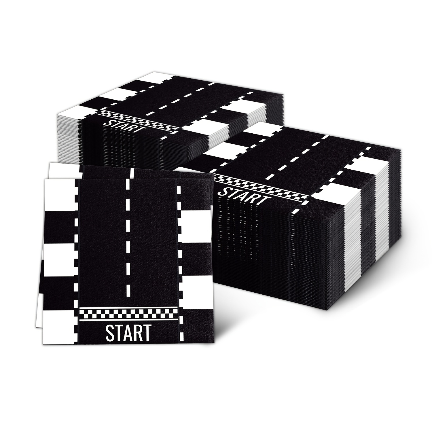 

20pcs Racing Car Themed Party Napkins - 2-ply Paper, Black & White Checkered With "start" Banner, Birthday Celebrations & Race Car Theme Events, Race Car Birthday Decorations