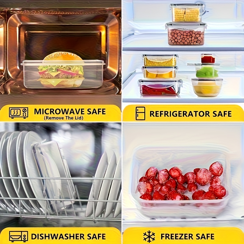 8pcs transparent food grade plastic food preservation box with sealed lid (4 containers+4 lids) - microwave safe, reusable, leak proof storage - suitable for kitchen storage boxes such as fruits, vegetables, pasta, meat, etc. | kitchen organizing set