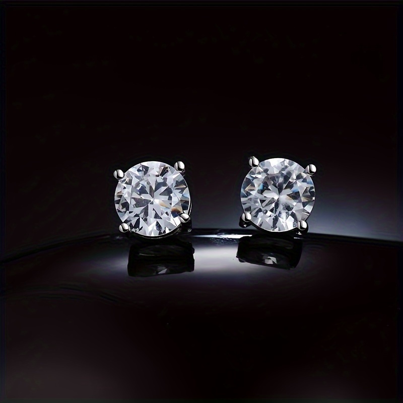 

2pcs/1 Paire Boucles d'Oreilles de Mariage Minimalistes avec Pierre de 0.5 Carat, Boucles d'Oreilles Argentées , Boucles d'Oreilles Mignonnes