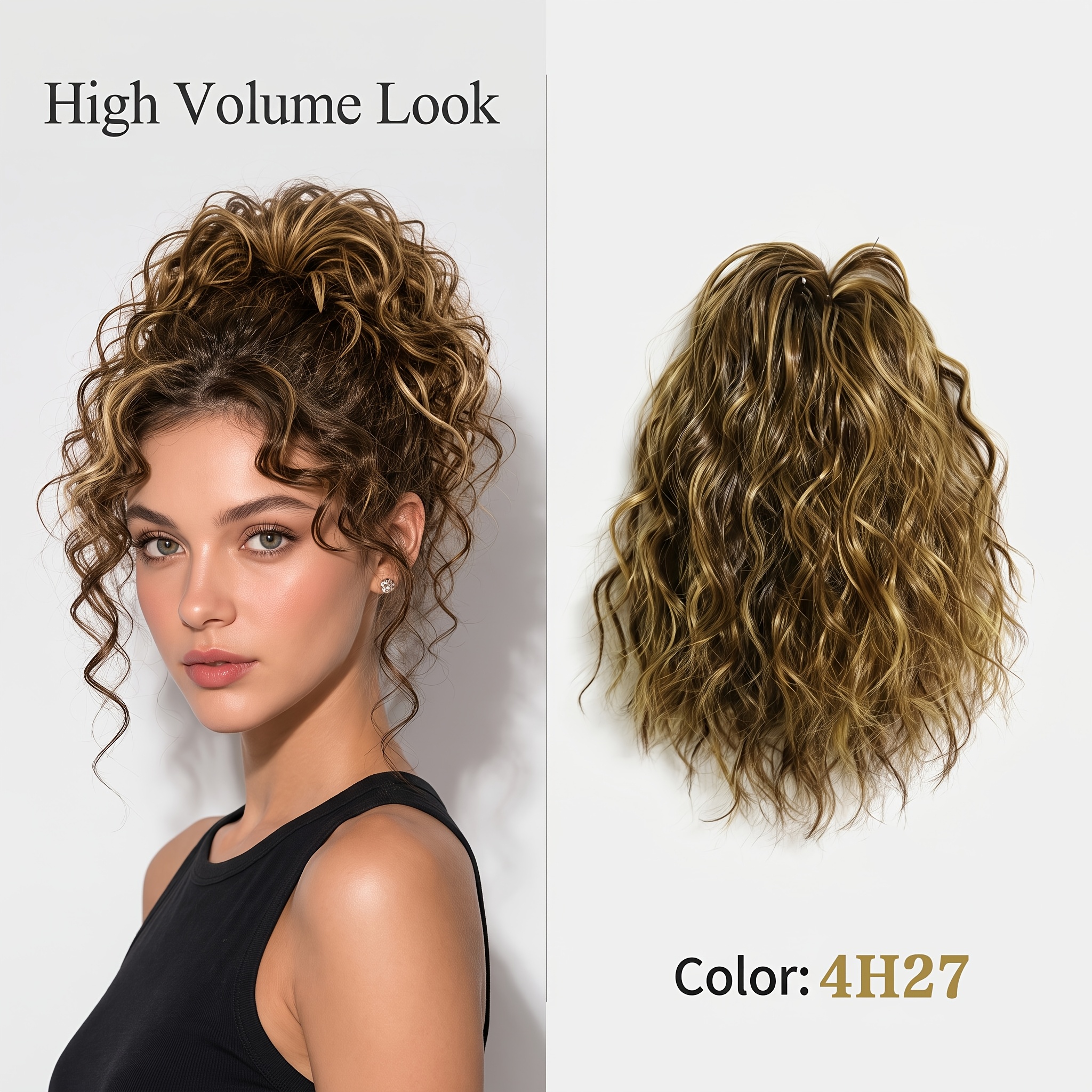 TEMU Women's Latin Curly Messy Bun Hairpiece, Premium Protein Fiber, High Elasticity And , And , For Daily, Gym, Halloween, And Christmas