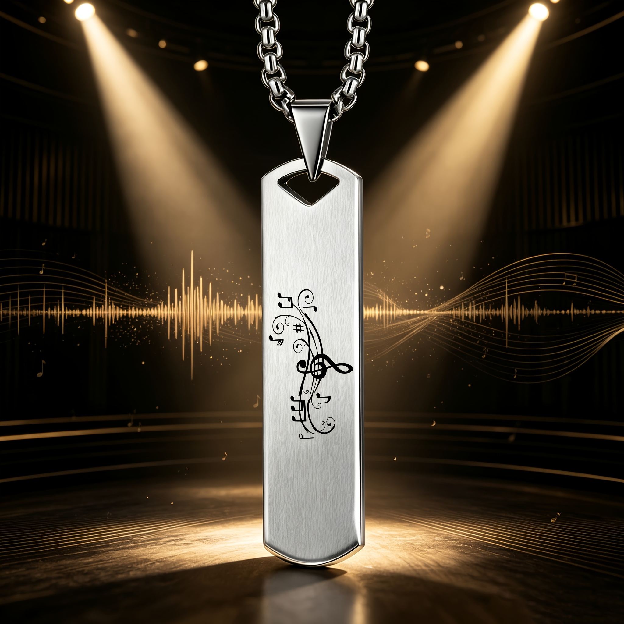 Music Note Score Pattern Pendant Necklace