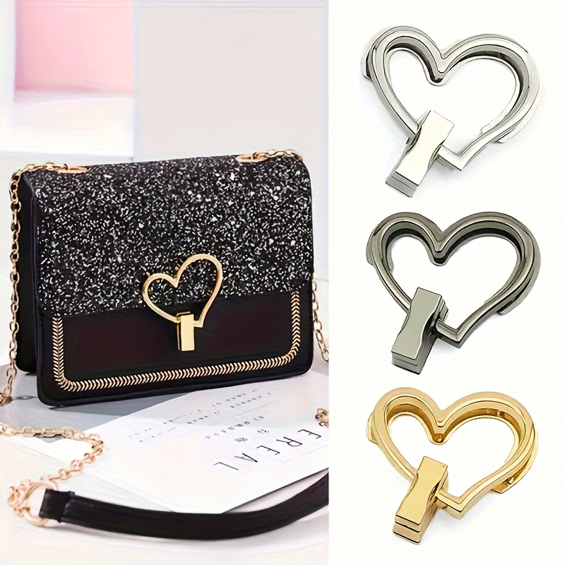 

3pcs Heart-shaped Bag Lock, Stylish Shoulder & Handbag Hardware Accessories, Gold/silver/rose Gold Finish