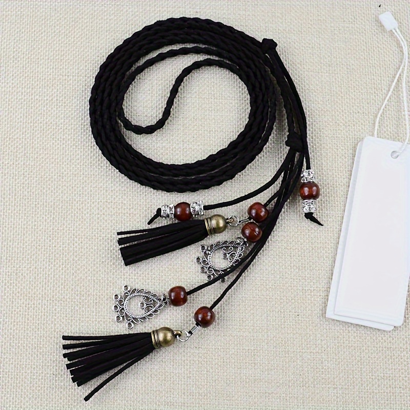 

Chic Women's Tassel Waist Rope - Versatile For Casual , Weddings & More | Braided Design, Microfiber Material