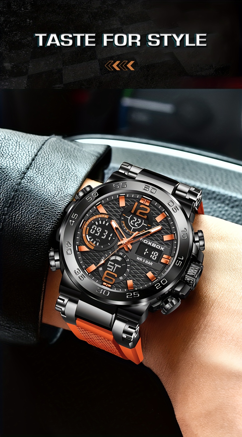 LIGE Men's Sport Watch with Stopwatch, Dual Display (Digital/Analog), Alarm, Date, IP68 High Quality, Quartz Movement, Black - Durable Design for Active Lifestyles, Outdoor Timepiece, Sleek Strap Watch, Robust Appearance