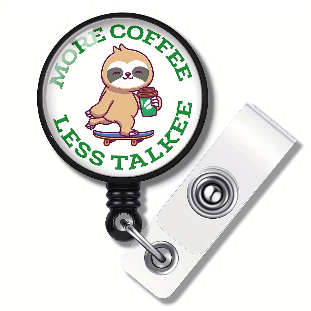 1pc More Coffee Less Talkee Retractable Id Badge Holder Badge