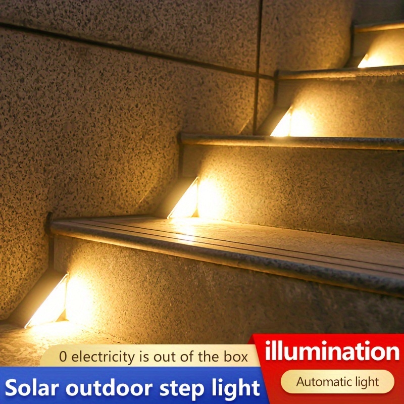 

2pcs Solar Powered Step Lights, Outdoor Led Stair Lights, Automatic Illumination With Sensor, Durable Plastic, For Garden Pathway Courtyard Lighting