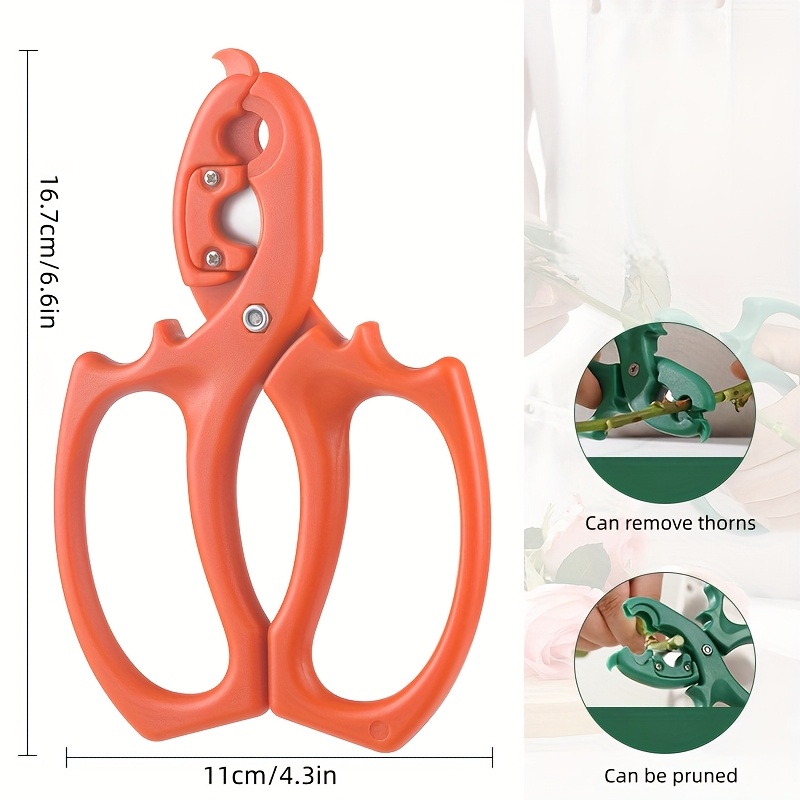 TEMU 1pc, Floral Scissors, 2-in-1 Flower Branch Pruning Shears, Stainless Steel Gardening Shears, Remover, Suitable For Florists, Floral Scissors For