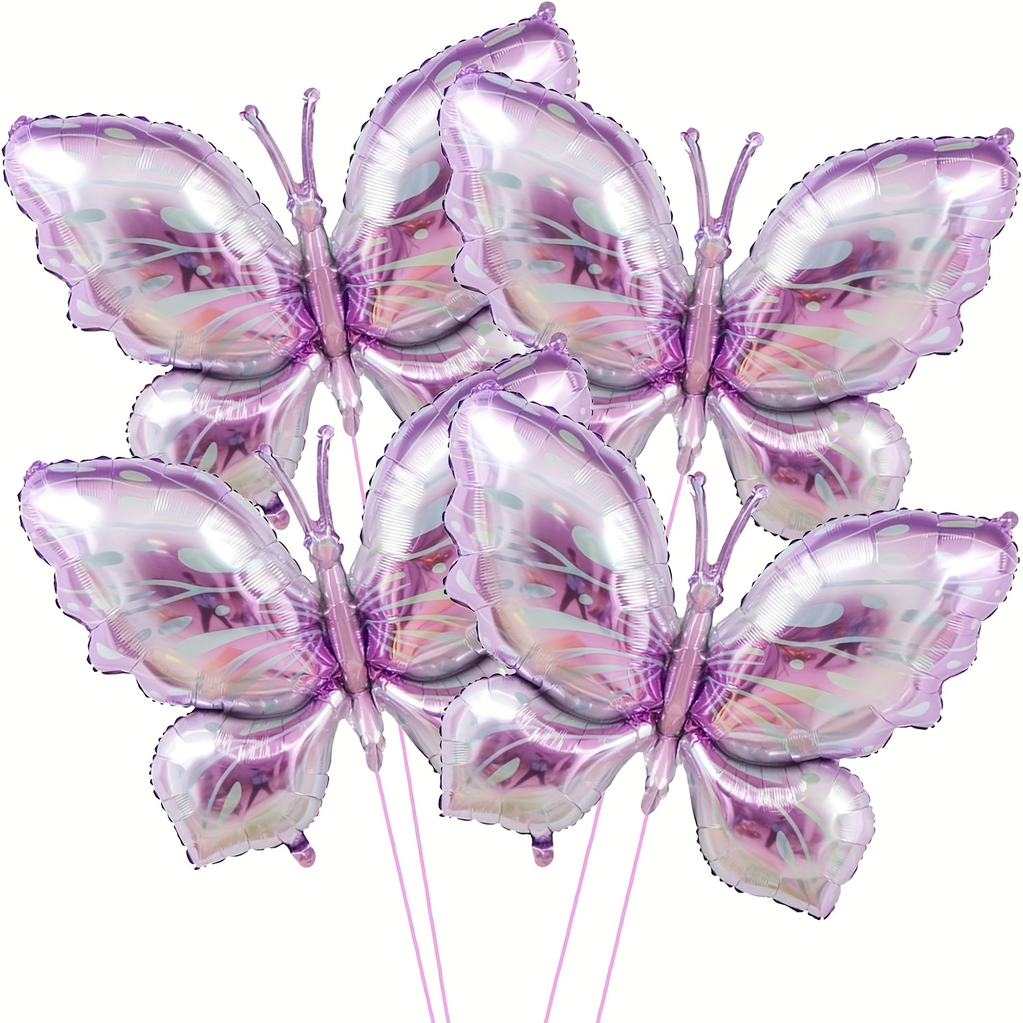 Image of Set Of 4 Purple -shaped Foil Balloons For Birthday Parties, Showers, And Wedding Decorations