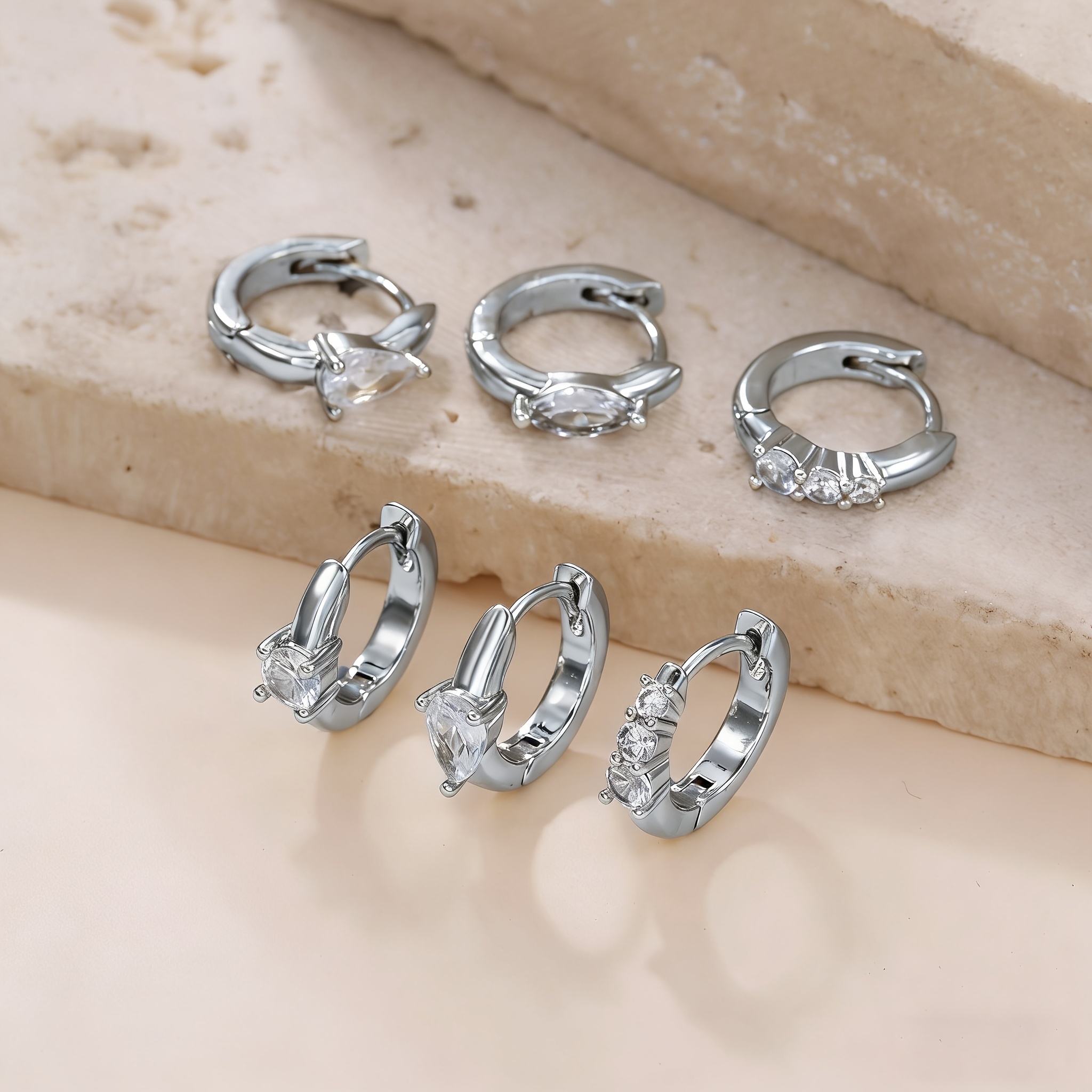 TEMU 6pcs Exquisite Small Hoop Earrings Set, Fashionable And Individual, Ideal Gift For, Daily Party Wear