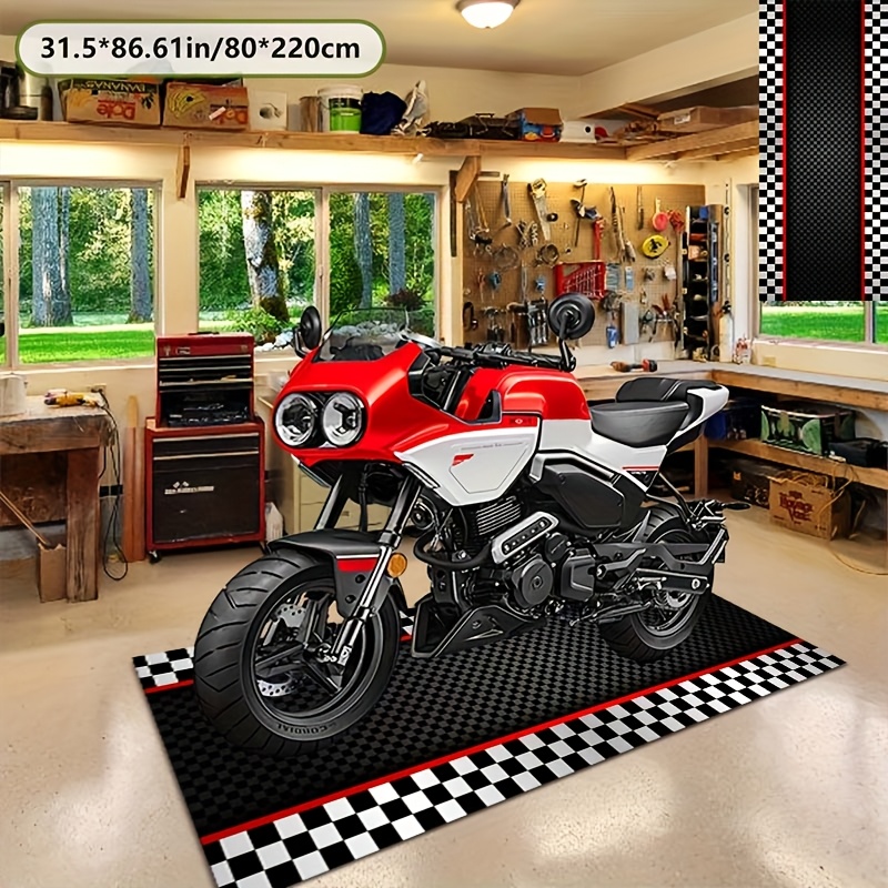 TEMU Tapis de garage pour moto - Tapis de sol de garage et tapis de stationnement pour moto, de sol de garage, tapis de présentation pour moto de