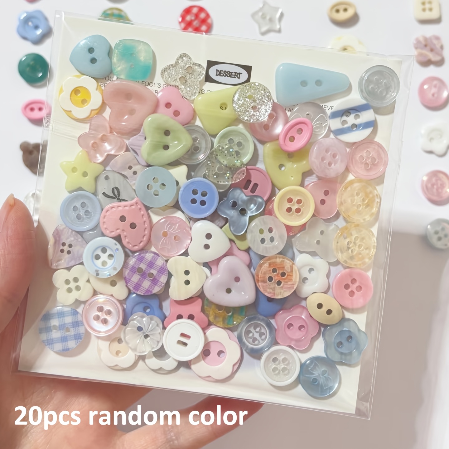 20pcs Random Color Handmade Colorful Button Bead Decoration Resin Additions Cute Small Buttons