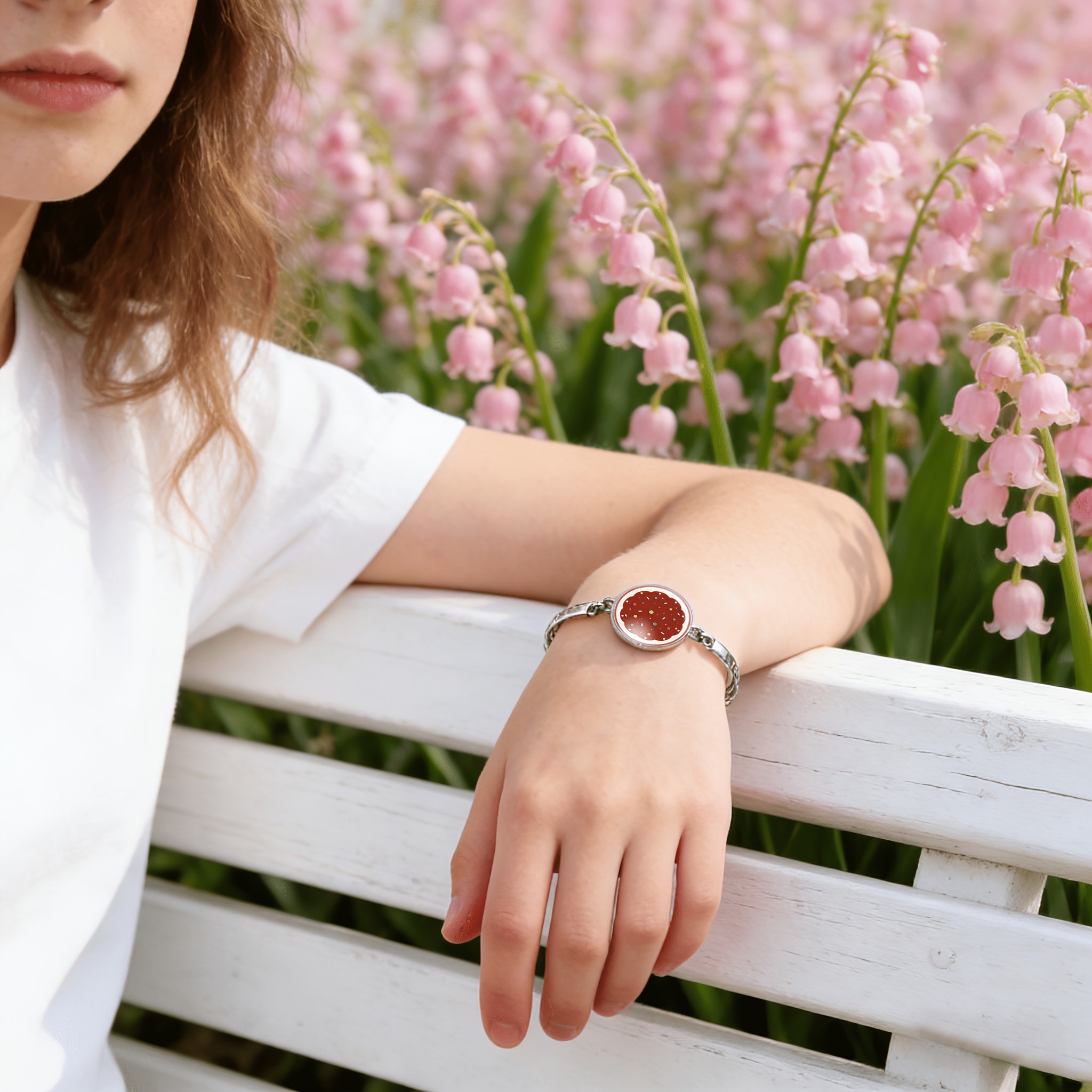 Women's Adjustable Circular Time Gemstone Inlaid Classic Bangle