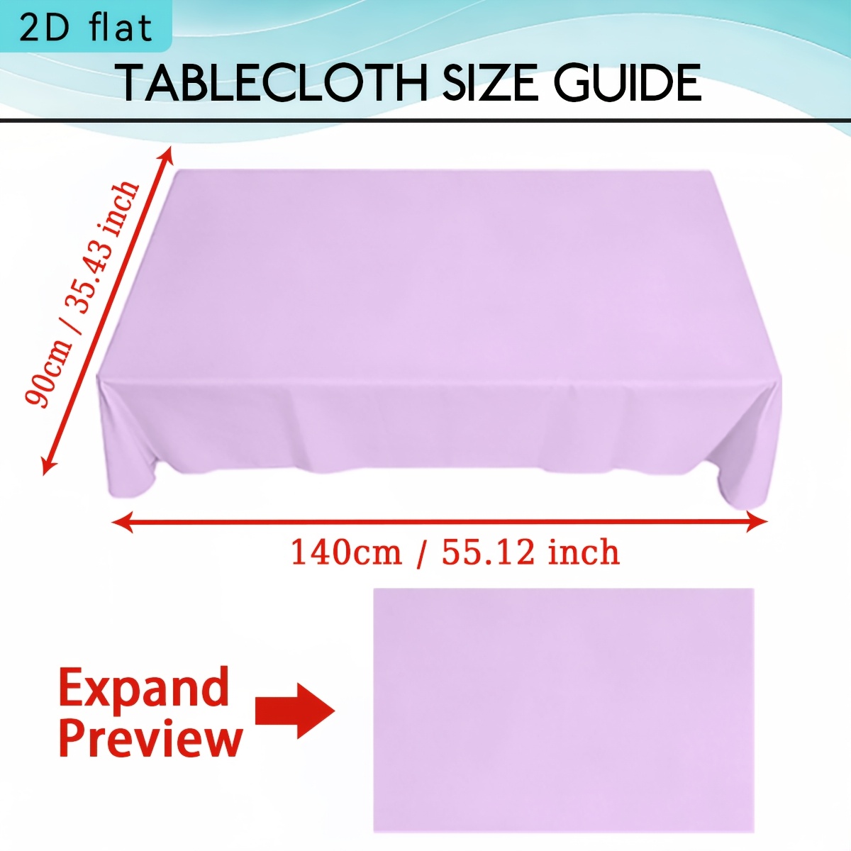TEMU 1pc Pastel Lavender Solid Color Background Tablecloth, 2d Flat Kitchen Dining Room Rectangle Table Decoration, Party Tablecovers Home Decor For