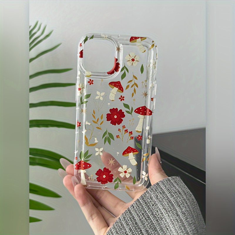 

Mushroom Flower Transparent Anti-fall Shock Absorption Tpu Mobile Phone Protective Case Suitable For Iphone 15/14/13/12/11/7/8