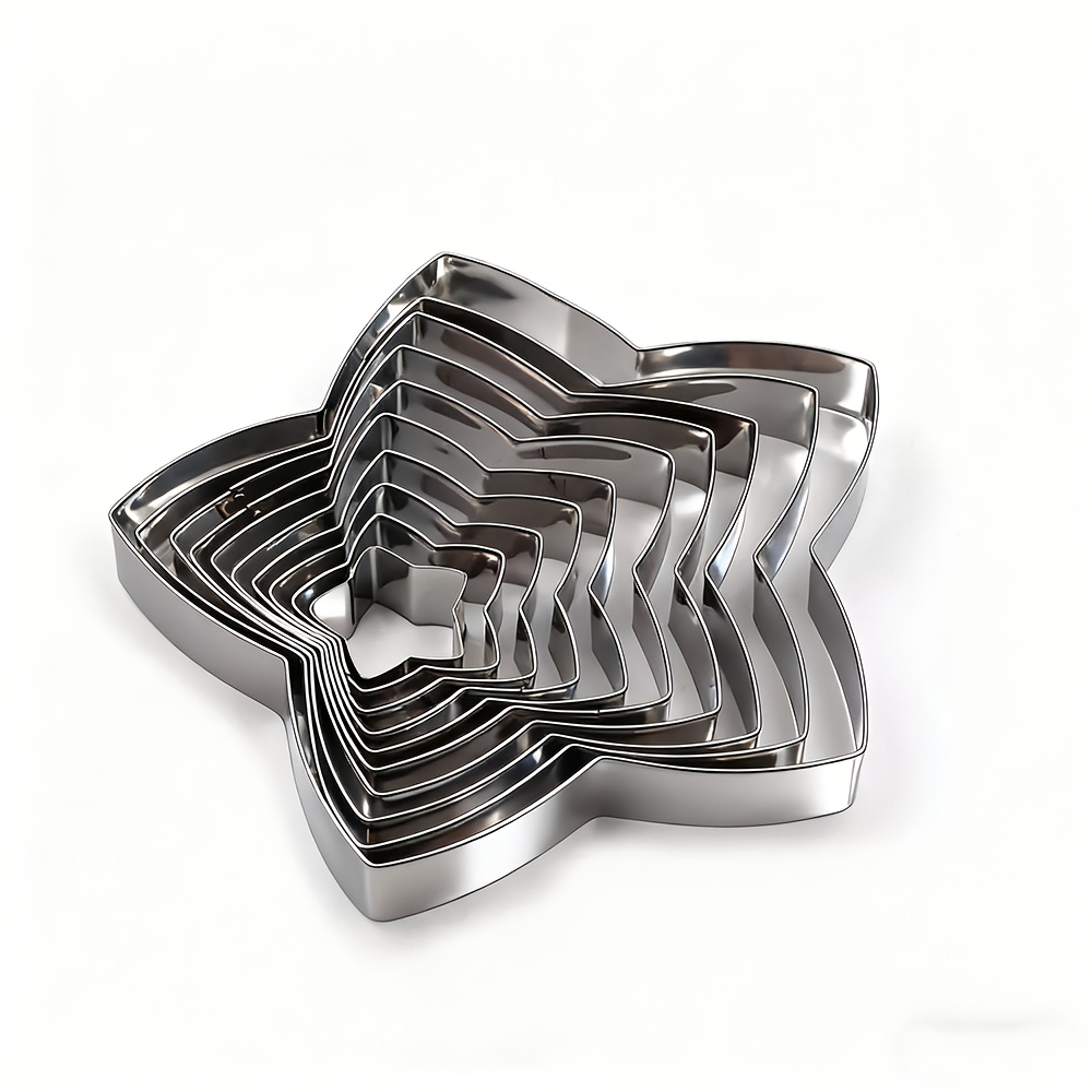 Image of Set Of -shaped Cookie Cutters Made Of Stainless Steel, Featuring -shaped Cutters. Baking Tools Are Perfect For, Fondant Cakes, And Cheese Cutting. Make Great Christmas Gifts And 10 Different Sizes
