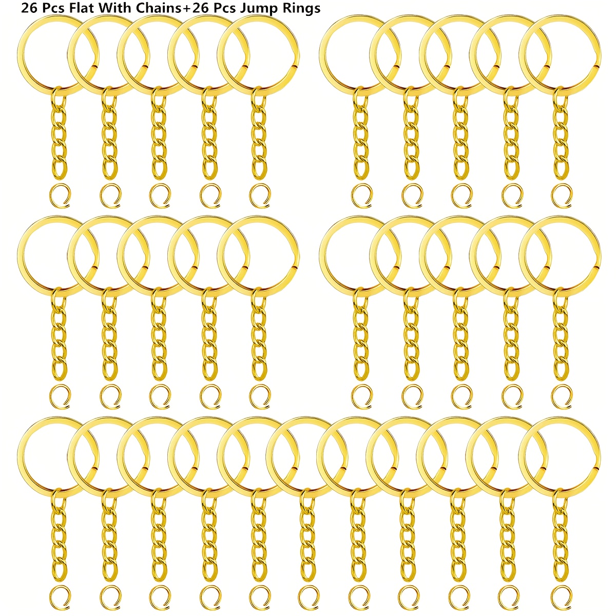 TEMU 52 anillos de llavero con cadena y anillos de abiertos para manualidades, llaveros redondos de metal para llaveros