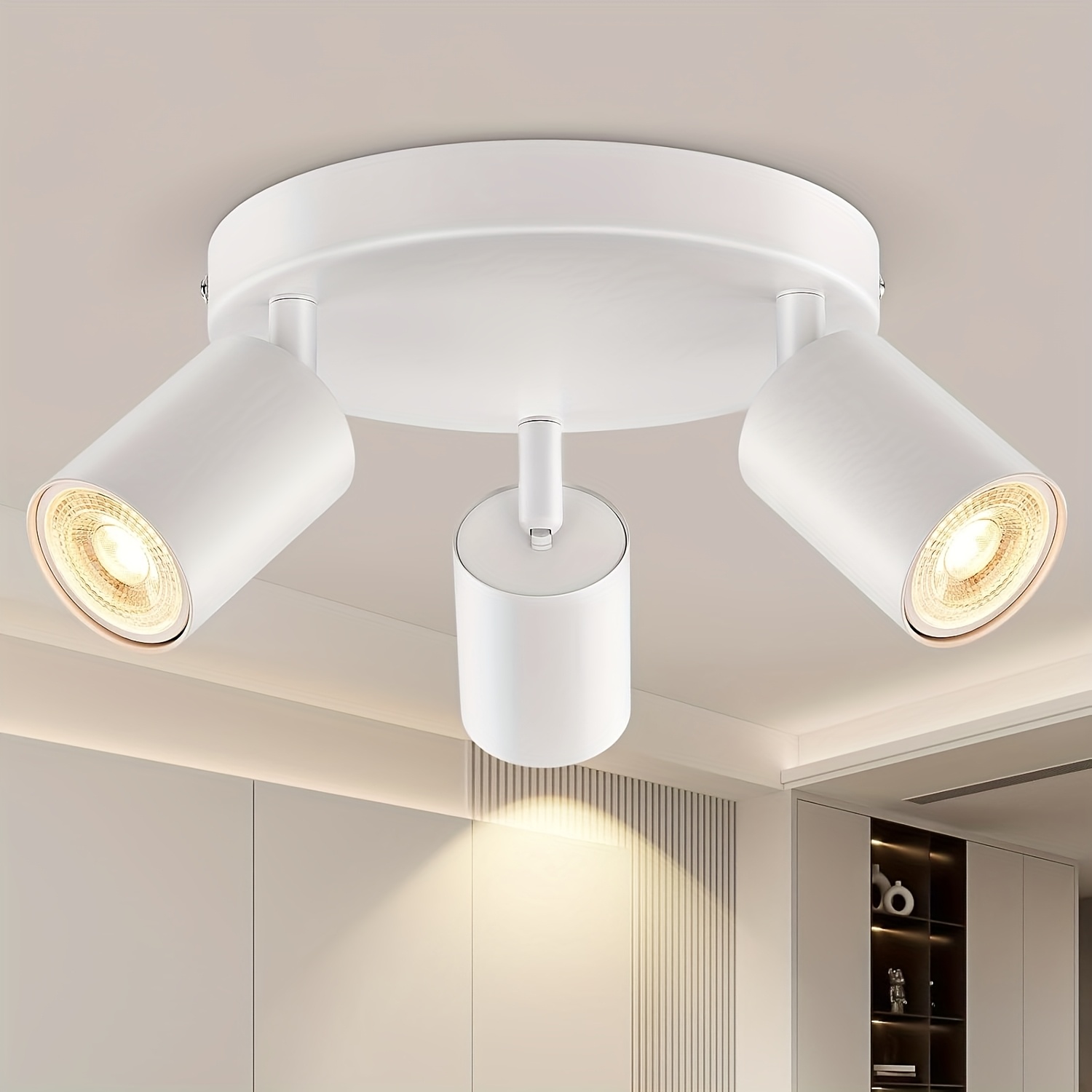 Light, Round Bedroom Kitchen Light, Industrial Light Strip - Adjustable Indoor Spotlight, Bulb Not Included