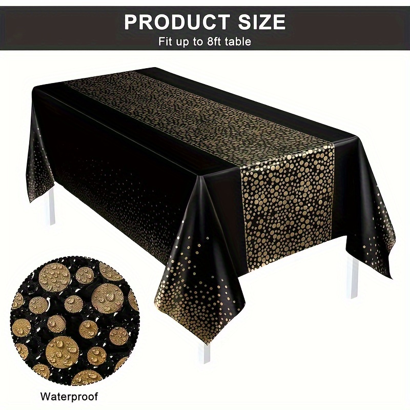 

Elegant Golden Dot Disposable Tablecloth - Heavy Duty, Waterproof Plastic Cover For Parties, Weddings & Birthdays - Rectangle Design For Home Decor